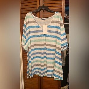 BloomChic Multicolor Striped Short Sleeve Tee